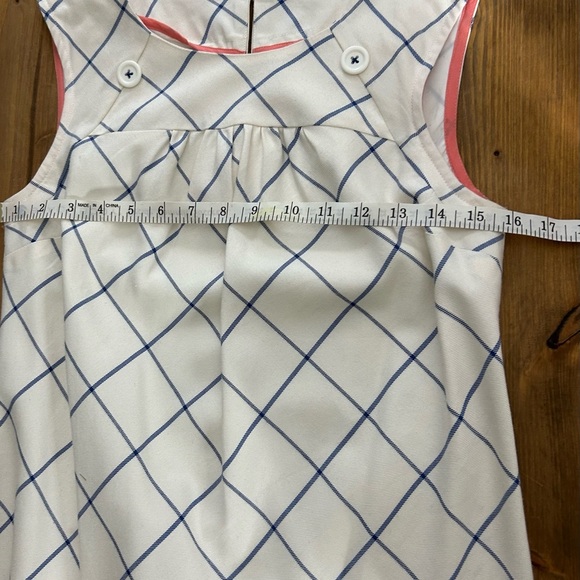 Anthropologie Maeve Off White & Blue Grid Mini Pinafore School Girl Dress Sz 4 - Picture 9 of 13